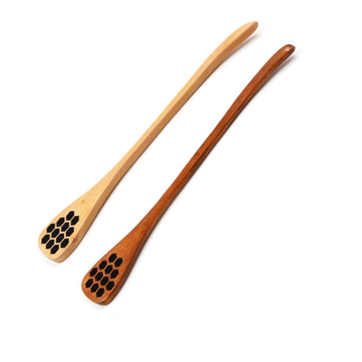 GRIRIW 5pcs Hollow Wood Spoon Hollow Mixing Spoon Mini Honey Hollow Honey Stirrer Honey Mixing Stick Wooden