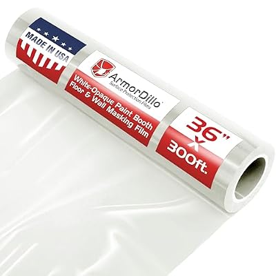 ArmorDillo. Why Wouldn't You Use The Only White-Opaque, Anti-Static, Self-Adhesive, Easy-Start, Paint Booth Floor & Wall Film W/Free Knife, Full 3mil W/Metallocene - 60-90 Days, Washable - 36" x 300'