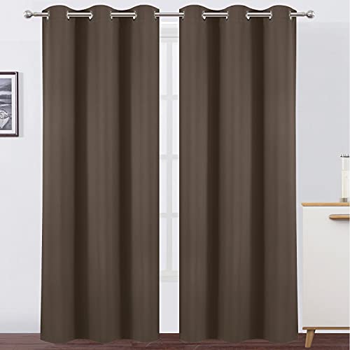 Image of LEMOMO Chocolate Thermal Blackout Curtains /42 x 84 Inch /Set of 2 Panels Room Darkening Curtains for Bedroom