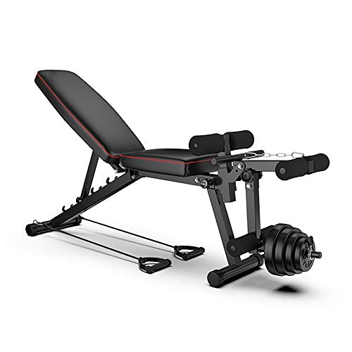 DJR Banco Plegable Multiusos, Banco de Pesas Ajustable para Gimnasio en Casa, para Entrenamiento de Cuerpo Completo con Plegado Rápido