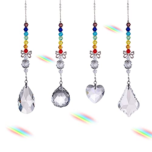 4 Piezas Atrapasoles de Cristal Arcoíris Bola de Prisma Cristal Suncatcher de Decoración Mariposa del Prisma para el hogar, Oficina, Ventana, jardín Decoración Cover