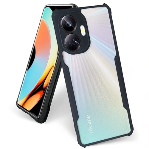 Image of AIBEX Crystal Clear Back Cover Case for Realme 10 Pro Plus 5G | 360 Degree Protection | Shock Proof Design | Transparent Back Cover Case (PC & TPU, Black Bumper)