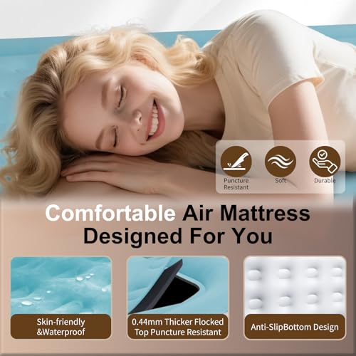Image of Air Mattress Twin with Built in Pump, 18 inch Height Foldable Blow Up Air Bed, Comfort Self Inflatable Mattress Single Bed for Home, Travel, Camping & Guests (18 inch Twin, Khaki)