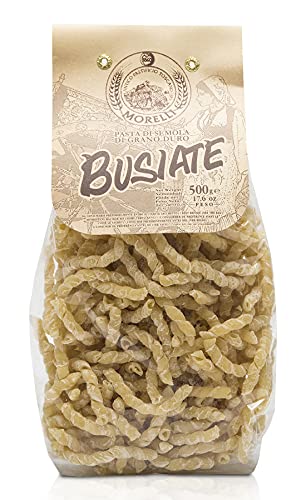 Morelli Spiral Pasta - Organic Premium Durum Wheat Semolina Italian Pasta from Italy - Protein-Rich, Ancient Grains, All Natural, Gourmet Italian - Busiate Pasta (Trofie, Gemelli) 17.6 Oz - Pack of 1