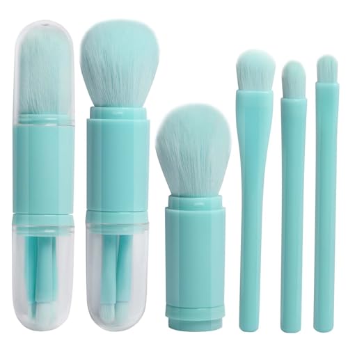 Travel Makeup Brush Set Portable, 4 in 1 Retractable Brush Make up Set including Holder