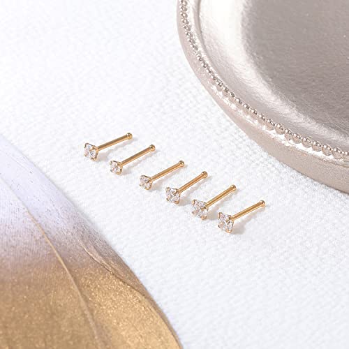 ZS 12Pcs 20G Nose Studs Rings - Surgical Steel L Shape Nose Bone Nose Screw CZ Nostril Piercing Jewelry for Women3