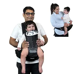 Little Pea 6-in-1 Detachable Hip Seat Baby Carrier | Ergonomic 'M' Position, Adjustable & Supportive | Lightweight Baby Carrier for Toddlers | Front & Back Carrying | Multiple Pockets & Lumbar Support | Perfect for C-Section Moms | Baby Carrier Supports Up to 15 kg