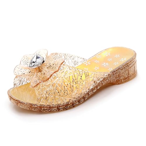 Image of Jelly Sandals for Girls Dress Slide Princess Frozen Inspired Elsa Flats Dance Party Cosplay Snow Queen Birthday Clear Slippers Summer Little Girls, Toddler Slip On