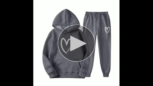 Amazon.com: Pink Sweatsuit Set for Women Heart Print Hoodie and