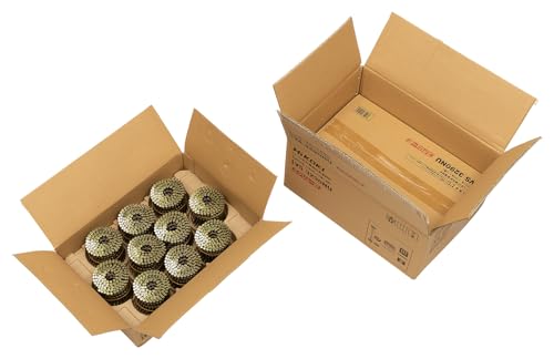 HiKOKI VS3290NU Clavos de Conexión para Cable, 3.5 pulgadas (90 mm) x 0.13 pulgadas (3.2 mm), Rollos, Para Pistolas de Clavos, Para Madera, 150 x 20 Rollos, Recubiertos Amarillo, Forma de Tornillo miniatura 2