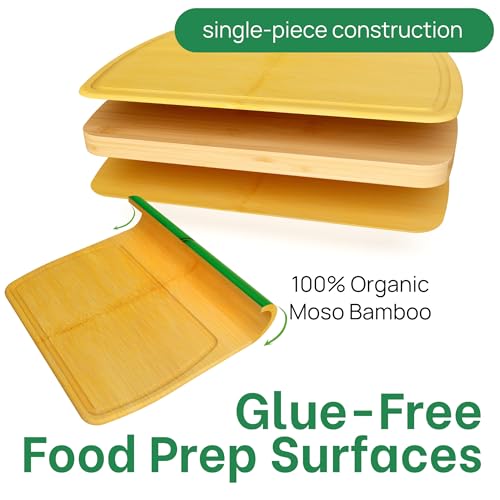 Bamboo Cutting Board – 15 Inch Wood Cutting Boards for Kitchen with Glue-Free Surface™ & Juice Groove – Non-Toxic, FSC-Certified, Durable Wooden Chopping Board