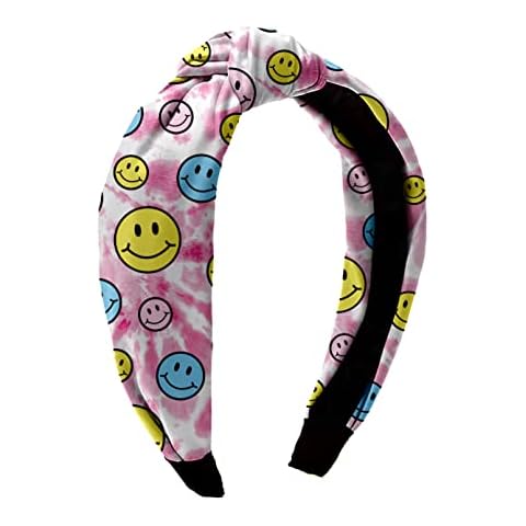 Top Trenz Vibrant Tie Dye Happy Face Headband - Top Knot Fashion Accessory for Stylish Girls & Teens Cover