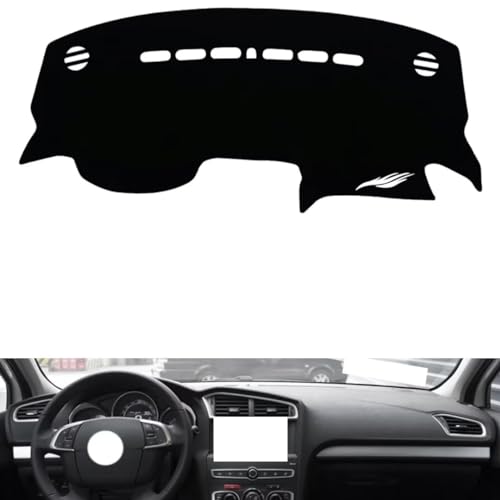 leather dash board cover mat Compatible with Citroen C4L ，dashboard cover(Black)