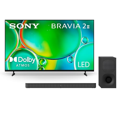 Image of Sony BRAVIA 2 II 55 Inch 4K Ultra HD LED Smart TV (K-55S20M2, 2025) with HT-S400 2.1ch Soundbar and Wireless Subwoofer Bundle