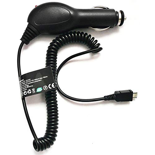 Kit Me Out Cargador para el Coche con Puerto Micro USB 1M Compatible con Alcatel 3 (2019) - Cable en Espiral Que se extiende hasta 1 Metro - Negro