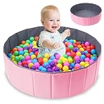 Mineup Baby Ball Pit, 80cm Foldable Baby Ball Pit, Kids Play Ball Pool, Portable Ocean Ball Pit, Playhouse Playpen Ocean Ball Pool for Baby Toddler Boys Girls Indoor Outdoor Nursery Playpen, Pink