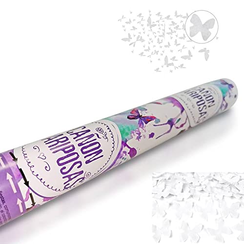 Lote 10 Cañones Lanza Mariposas Blancas de Papel Ideal para Bodas y Celebraciones, bonitas confeti de mariposas de papel