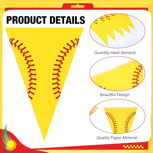 Image of Jetec 5 Pcs 49 Ft Softball Party Decorations Pennant Banner Pre-Assembled Sport Triangle Flag Bunting Garland for Softball Birthday Party Supplies Sport Theme Decorations