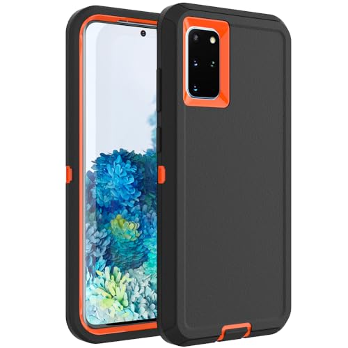 Image of Case for Galaxy S20 Plus, Heavy-Duty Tough Rugged Shockproof Drop Protective Cover Cases for Samsung Galaxy S20 Plus, Black+Orange