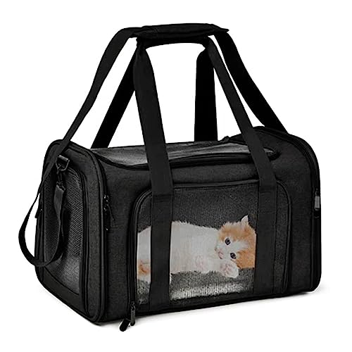 Bolsa Transporte Pet Transversal Cachorro Gato Viagem Passeio Cão Caixa Telado (Preto)