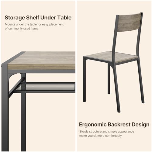 Image of Gizoon Dining Table Set for 2, 3 Piece Kitchen Table with 2 Chairs for Small Space, Apartment, Kitchen, Dining Room, Space-Saving