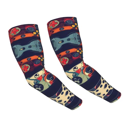 quopvn Gaming-Controller-Muster, kühlende Ärmel, Unisex-Design mit rutschfestem Band und Daumenlöchern, Schwarz, Einheitsgröße, Schwarz, EinheitsgröÃŸe