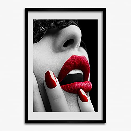 Cadre photo 50x70 cm Tulup en bois MDF et tableau moderne décoratif avec affiche Masque de dentelle