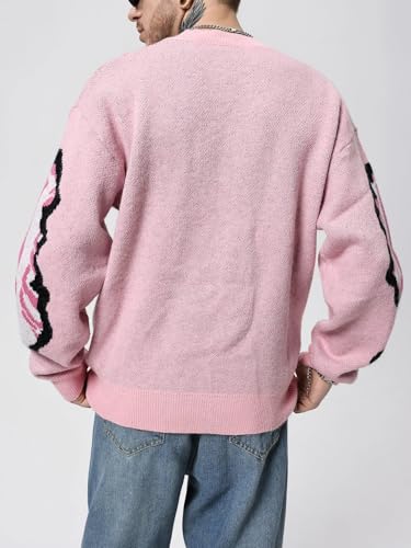 SOLY HUX Men's Y2K Sweater Grunge Skull Graphic Long Sleeve Crewneck Knit Jumper Pullover Goth Alternative Sweaters3