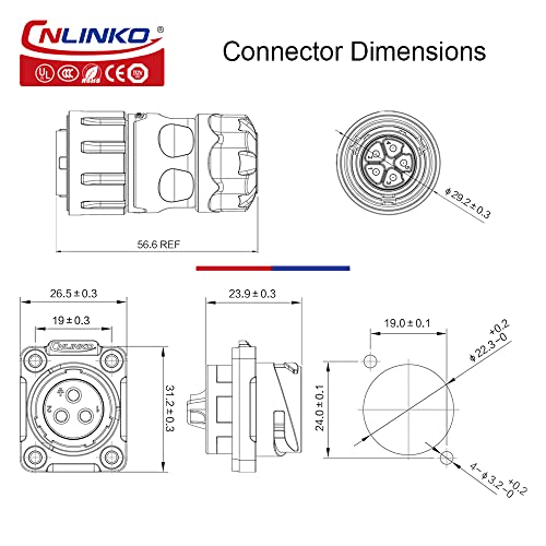 CNLINKO YM-20 Industrial Waterproof Connector IP68 Circular Aviation Connector PBT Plastic Shell M20 2-12 Pin Flange Socket (2 Pin) - Image 4