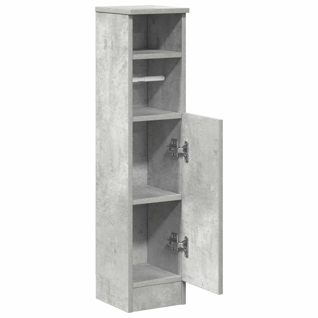 vidaXL Mobile da Bagno con Portarotolo Grigio Cemento 20,5x22x90 cm
