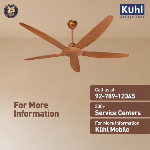Image of KUHL Meridian M55 1400MM 65% Power Saving BLDC Ceiling Fan With Remote | BEE 5 Star Rated & ISI Marked | High Air Flow | Reverse Mode | 5 Year Warranty on Motor | Free Installation | Teak