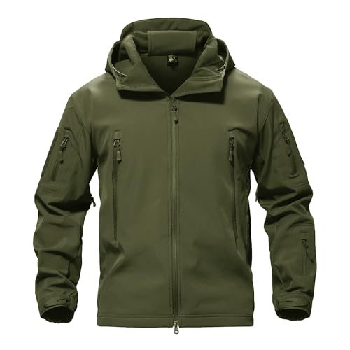 TACVASEN Men’s Special Ops Military Tactical Soft Shell Winter Warm Fleece Lined Jacket Rain Hood Coat Hiking Snowboard