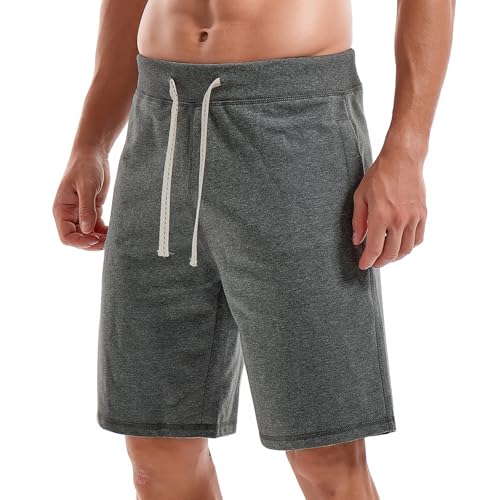 Image of Amy Coulee Mens Cotton Shorts Casual Sports Shorts with Pockets Athletic Workout Shorts (Large, Dark Gray)