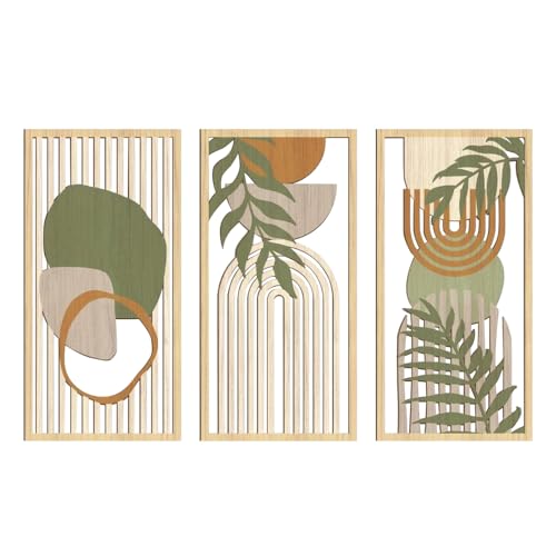 DONGKER Décoration Murale en Bois,Art Mural Minimaliste en Bois Bohème Moderne pour Salon de Ferme,Chambre a Coucher,Bureau