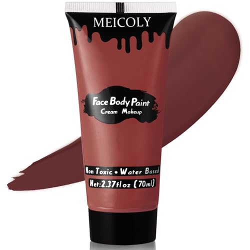 MEICOLY Brown Face Body Paint 2.37Oz Tube Water Based Maroon Face Paint for Deer Cosplay Makeup Washable Body Paint for Halloween Stage SFX Special Effects Makeup Face Painting for Adults Kids