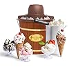 Nostalgia Electric Ice Cream Maker – Old Fashioned Soft Serve Ice Cream Machine Makes Frozen Yogurt or Gelato in Minutes – Fun Kitchen Appliance – Vintage Wooden Style – Dark Wood – 4 Quart