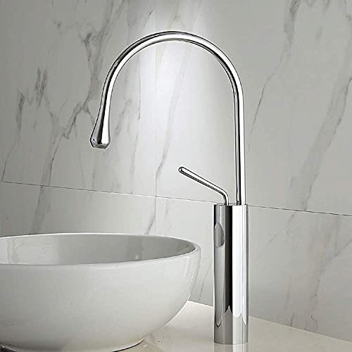 Robinet d'évier de cuisine à double levier et bec pivotant en laiton chromé hauteur 48cm