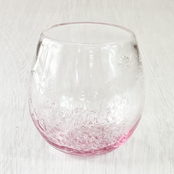 Ryukyu Glass Firefly Rock Glass Pink Blown Old Fashioned 12oz Okinawa Japan