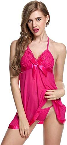 Image of LOURYN KOULYN Babydoll Nightwear Lingerie with Panty Short Transparent Nighty for Women Bra Panty Set for Women Baby Doll Night Dress Babydoll Lingerie for Honeymoon