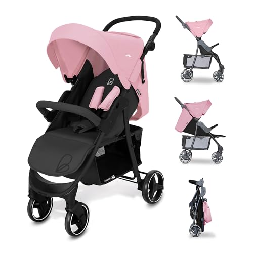 Asalvo AMÉRICA 3 Silla de Paseo, Carrito bebé, Carro para bebés, Confortable, Ultraligera, Segura, Capota con Ventana y Freno Trasero, Manejable, Plegado compacto, Carga Máxima 24 kg, Rosa