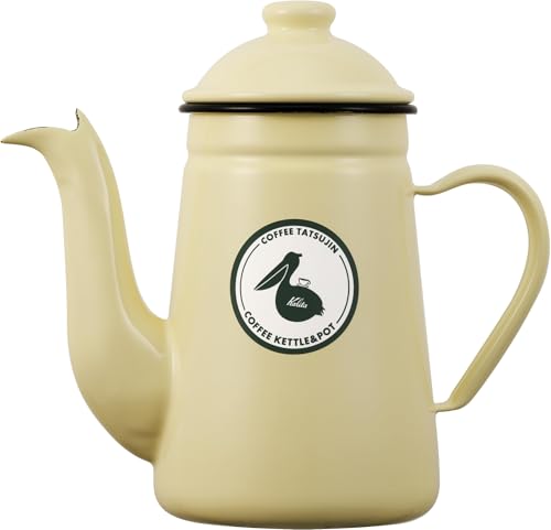 カリタ Kalita 日本製 保温性も高い 琺瑯コーヒーポット イエロー YL 1000ml 直火 ホーローコーヒー達人 ペリカン 1L #52311ドリップポット ケトル やかん コーヒーメーカー ヤカン サーバー