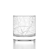Well Told Engraved Providence Rhode Island Map Rocks Glass, Old Fashioned Whiskey Glass (11 oz, Clear) Etched Whiskey Glass, Gifts For Whiskey Lovers