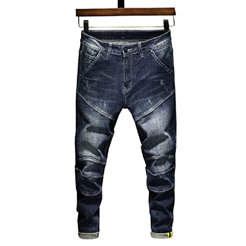 Jean slim bleu sombre homme aux finitions patch denim et lignes épurées