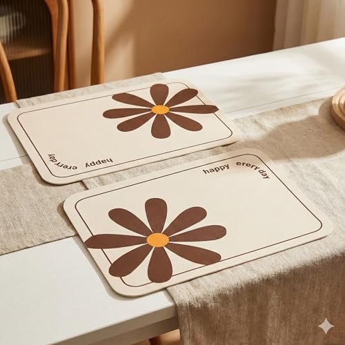 Image of YELONA Leather Dining Table Placemats Set of 2 - Waterproof, Heat Resistant, Anti-Slip, Easy to Clean Table Mats for Dining Table, Kitchen & Home Decor (Chocolate Brown, 40 x 30 cm)