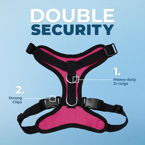 Image of Voyager Step-in Pet Harness - All Weather Mesh, Adjustable Step in Harness for Cats and Dogs by Best Pet Supplies - Fuchsia /Black Trim, S
