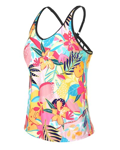 Image of Yonique Womens Tankini Top Only Athletic Swim Top Modest Tankini Swimsuit No Bottom