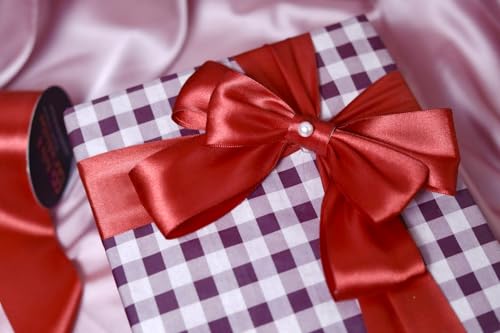 Image of Bells&Whistles Red Dual-Faced Satin Christmas Ribbon (Length: 10 Yards Width: 2 inch)