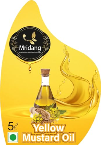 Image of Mridang Premium Cold Pressed Yellow Mustard Oil (Pili Sarson Ka Tel) - 5L Tin | 100% Organic, Heart-Healthy, Weight Management