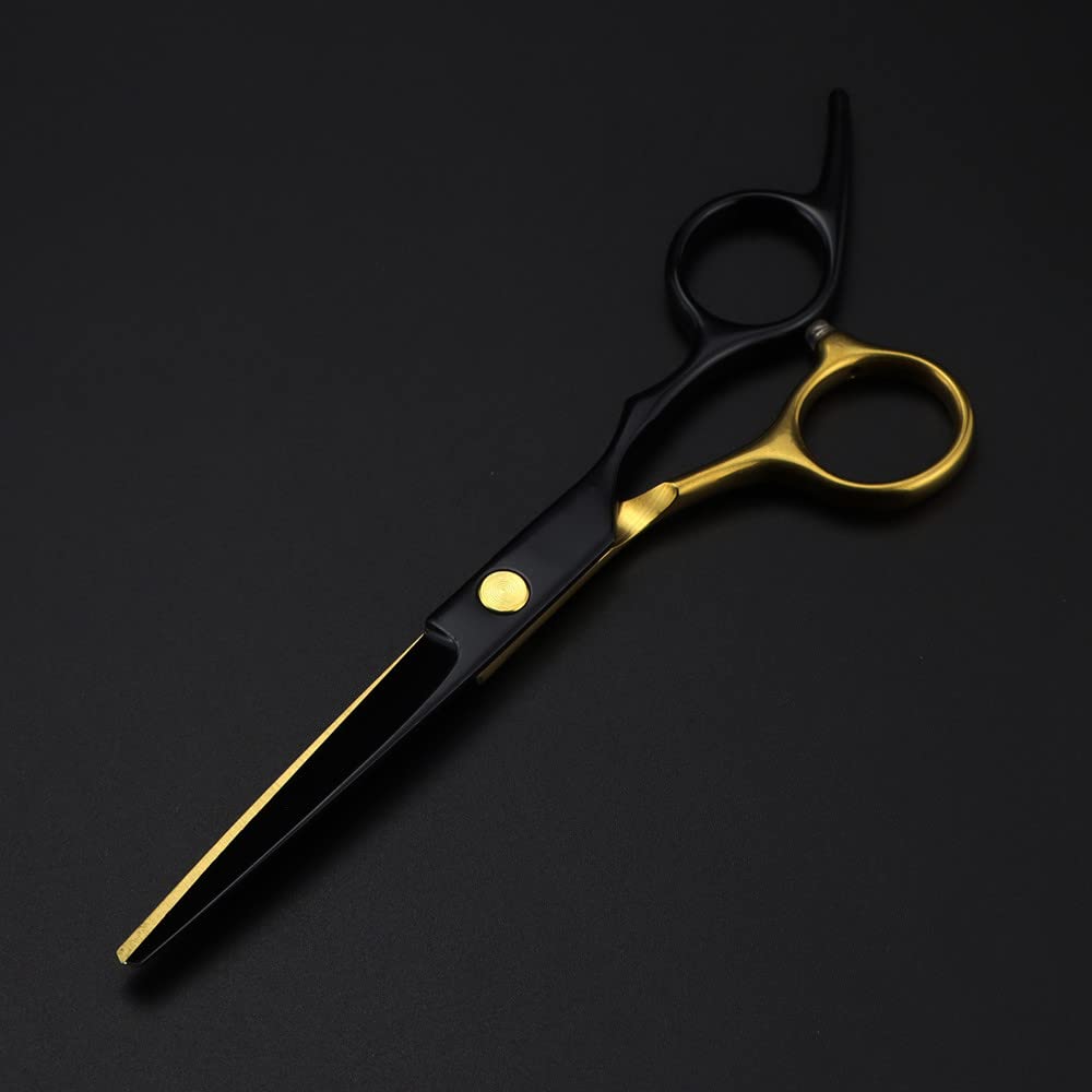 Forbici per tagliare i capelli, forbici per capelli professionali in acciaio 440c 6cr da 6 pollici in acciaio nero oro taglio barbiere taglio di capelli cesoie per sfoltire forbici da parrucchiere (