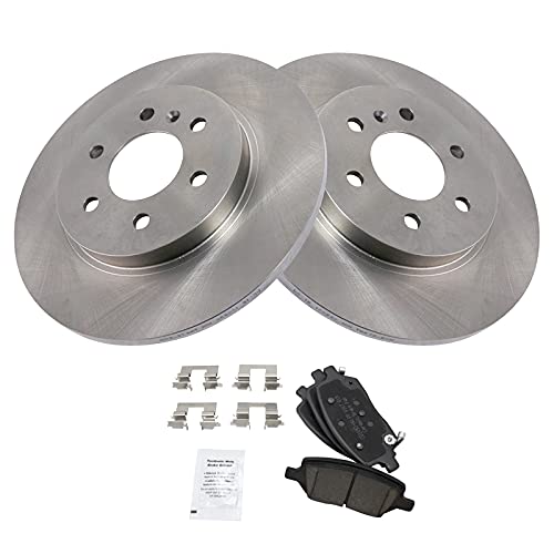 Image of TRQ Rear Brake Pad and Rotor Set Ceramic Solid Rotors | For 2006-2007 Buick Terraza 2006-2008 Chevrolet Uplander 2006-2007 Saturn Relay
